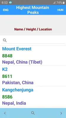 Highest Mountain Peaks android App screenshot 1